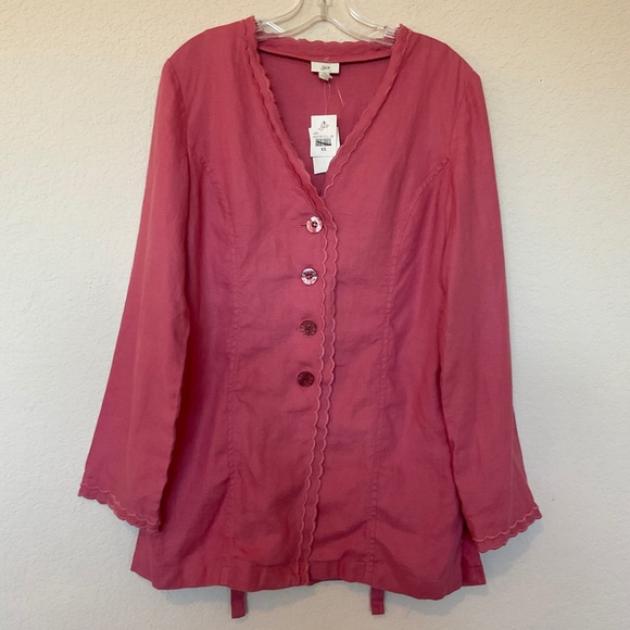 J. Jill NWT Aster Pink Linen Coastal Coatigan Jacket Duster Cardigan Lightweight - Picture 9 of 16